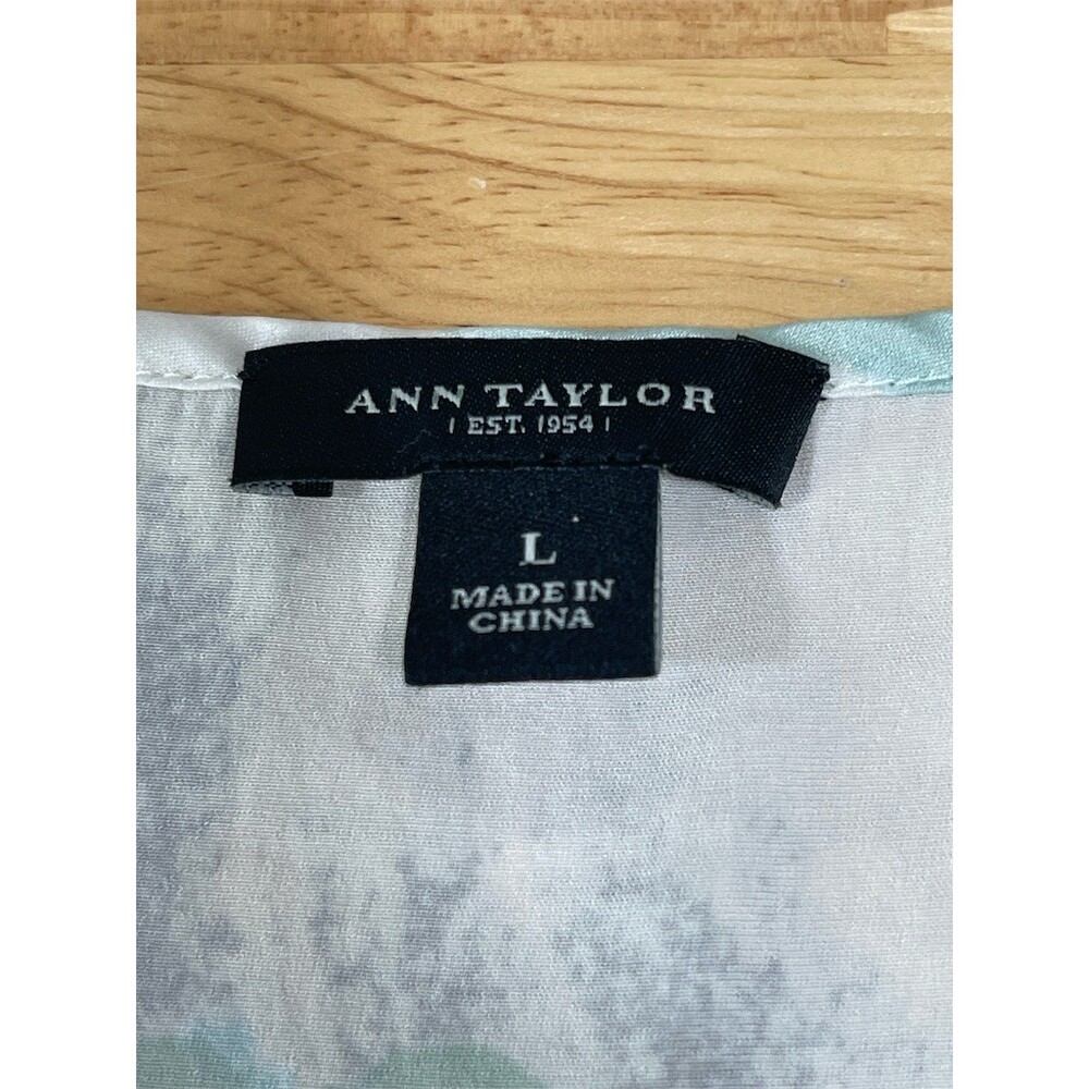Ann Taylor Blouse Womens L Watercolor Floral Blue Green Sleeveless Top sku548 - Picture 6 of 11